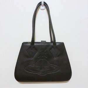 Vivienne Westwood Black Leather Orb Stitch Bag